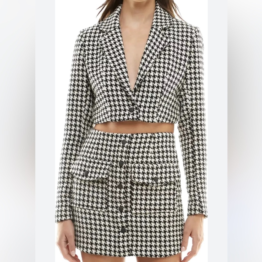 NWT- WAYF X Jourdan Sloane Black & Cream Skirt & Crop Blazer Set Size Small